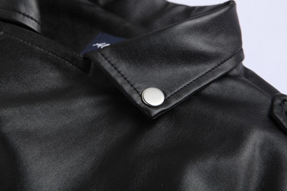 2021 High quality Casual Slim Men's Leather Jacket Zipper Solid Color Turn-down Collar Male Motorcycle Jacket
