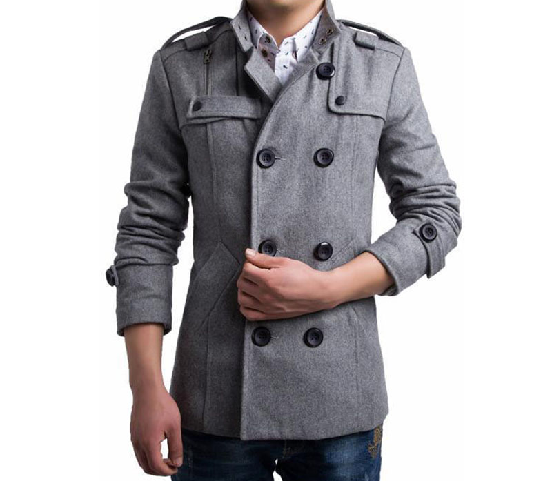 2021 High quality Winter Men Black Coats Mens Overcoat  Trench Coat Male Double Breasted Wool  Blends Coats