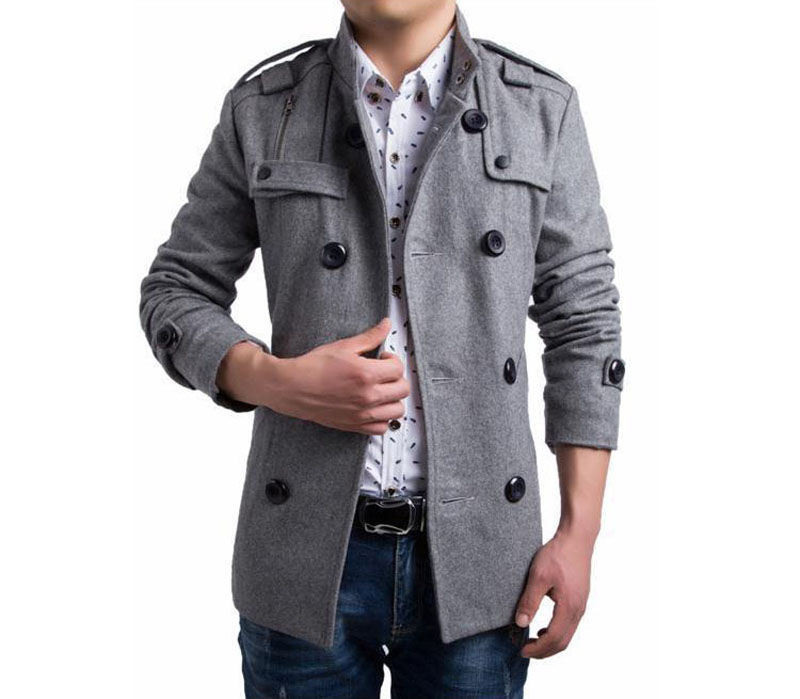 2021 High quality Winter Men Black Coats Mens Overcoat  Trench Coat Male Double Breasted Wool  Blends Coats