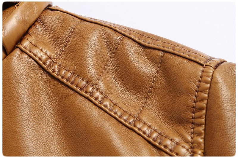 2021 High quality Winter Mens Brown Leather Bomber Jackets Hooded Warm Faux Sheepskin Motorcycle Coats