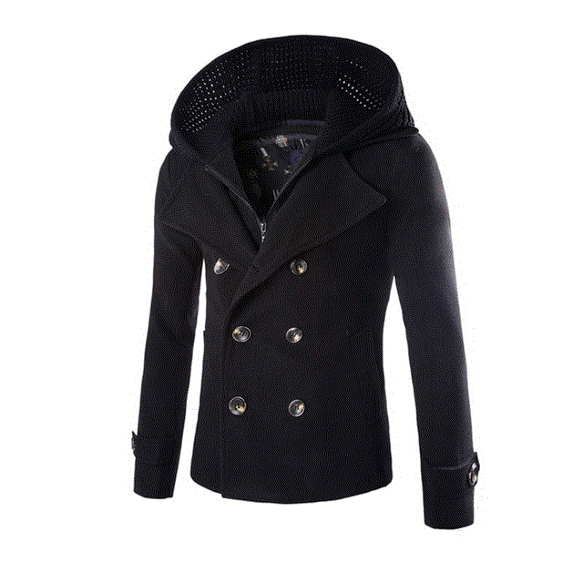 2021 High quality Men Woolen Jacket Camel Detachable Hat Hoodie Homme Overcoat Warm Slim Coat