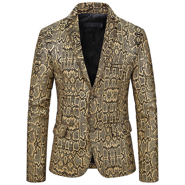 2021 High quality Gold Snake Patter Blazer Men Fashion Blazers Stage Perform Blazer