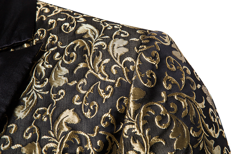 2021 High quality Jacquard Bronzing Floral Blazer Men New Mens Patchwork One Button Blazer Jacket