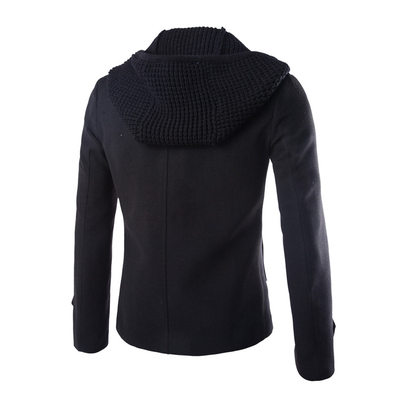 2021 High quality Men Woolen Jacket Camel Detachable Hat Hoodie Homme Overcoat Warm Slim Coat