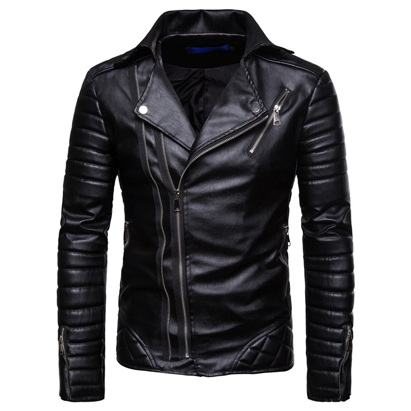 2021 High quality Motorcycle Leather Jackets Men Winter Faux Leather Zipper Men Red Windproof Jackets Causal Coats
