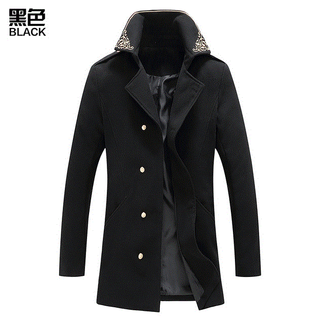 2021 High quality British Style peacoat Men Double Breasted Mens Long Wool Trench Coat