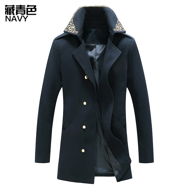 2021 High quality British Style peacoat Men Double Breasted Mens Long Wool Trench Coat
