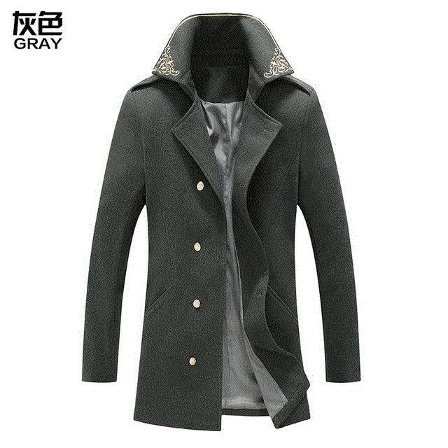 2021 High quality British Style peacoat Men Double Breasted Mens Long Wool Trench Coat