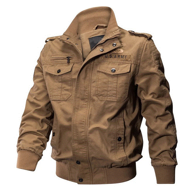 2021 High quality Spring and Autumn Solid Color Cotton Bomber Jackets for Men Military Jacket Men Stand Collar