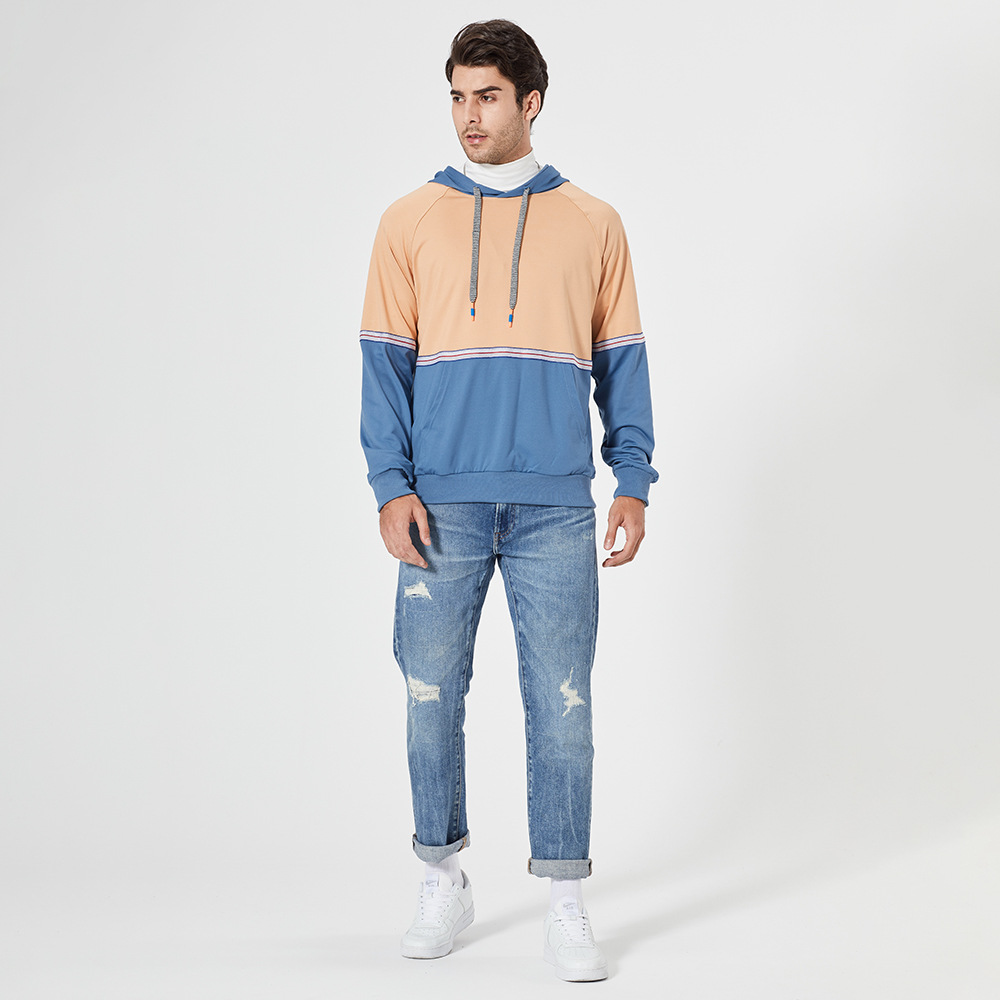 2021 High quality Men Patchwork Hoodies Men Fashion  Sweatshirts Hooded  Sweatshirt