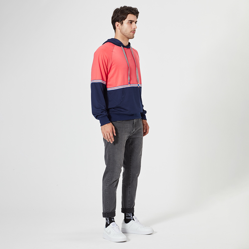 2021 High quality Men Patchwork Hoodies Men Fashion  Sweatshirts Hooded  Sweatshirt