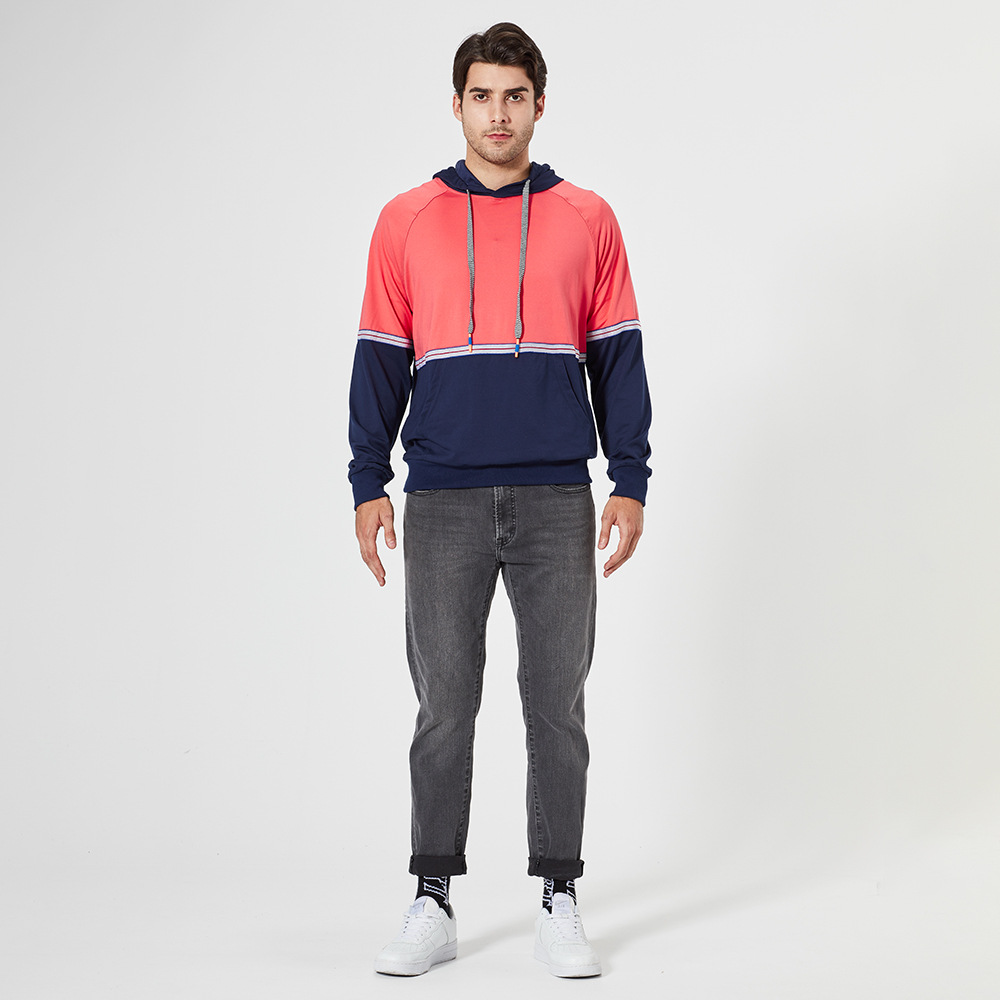 2021 High quality Men Patchwork Hoodies Men Fashion  Sweatshirts Hooded  Sweatshirt