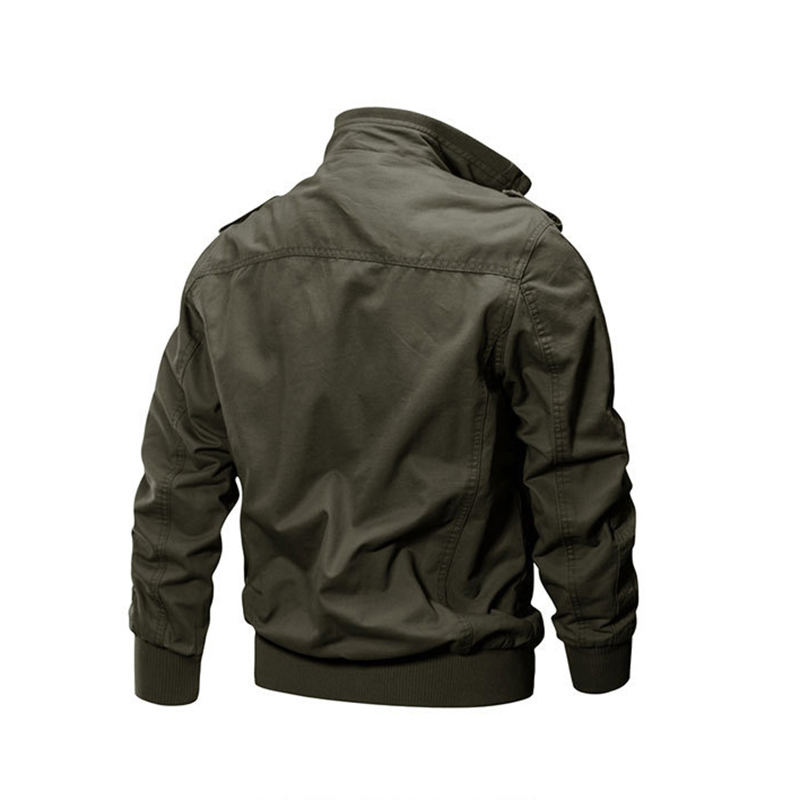 2021 High quality Spring and Autumn Solid Color Cotton Bomber Jackets for Men Military Jacket Men Stand Collar