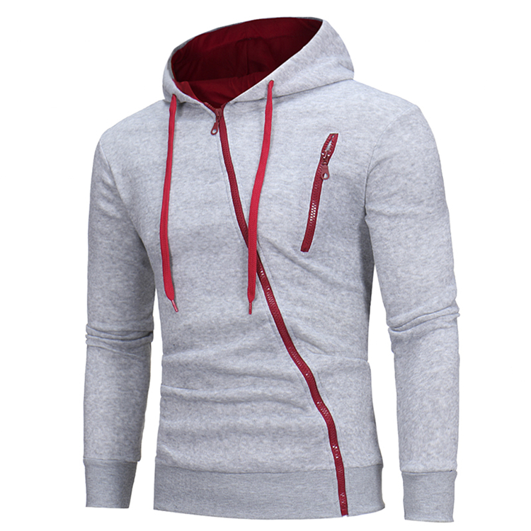 2021 High quality Men's Hoodies Casual Side Oblique Pull Sweatshirt Slim Male Tracksuit