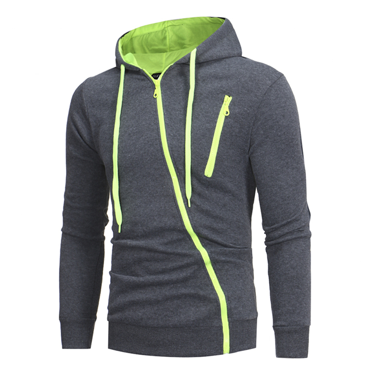 2021 High quality Men's Hoodies Casual Side Oblique Pull Sweatshirt Slim Male Tracksuit