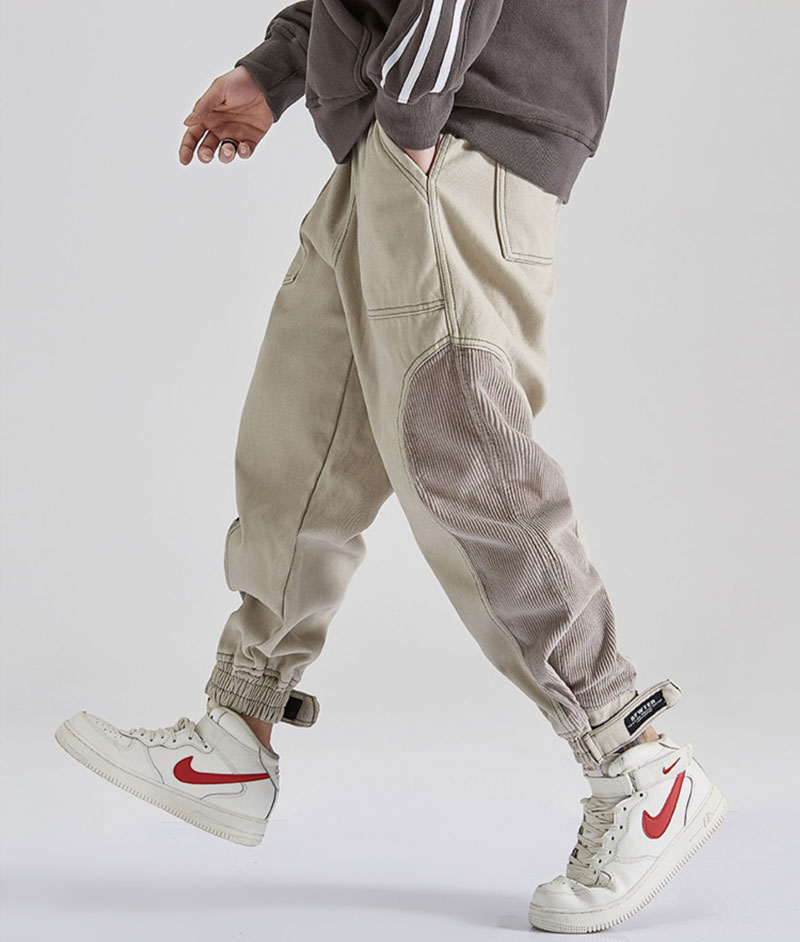 2021 High quality Fashion Men Jeans Loose Fit Corduroy Spliced Cargo Pants Trousers Streetwear Hip Hop Jeans