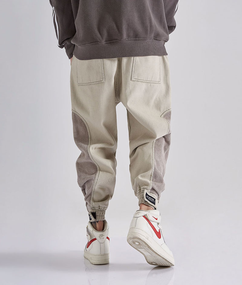 2021 High quality Fashion Men Jeans Loose Fit Corduroy Spliced Cargo Pants Trousers Streetwear Hip Hop Jeans