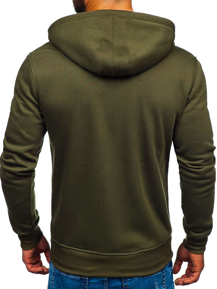 2021 High quality New Men's Casual Zipper Hoodies Sweatshirts Male black Green Solid Color Hooded Outerwear Tops