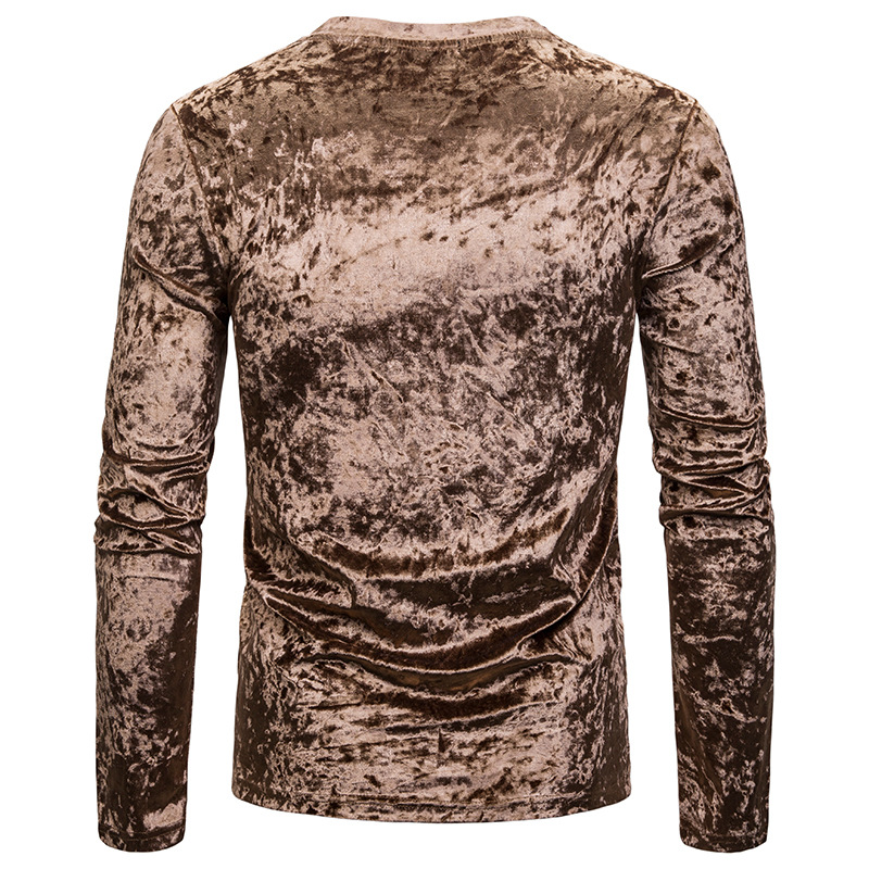 2021 High quality Men autumn winter Streetwear Velour Long sleeve tshirt Fashion  casual V-Neck Flannel Tees Tops