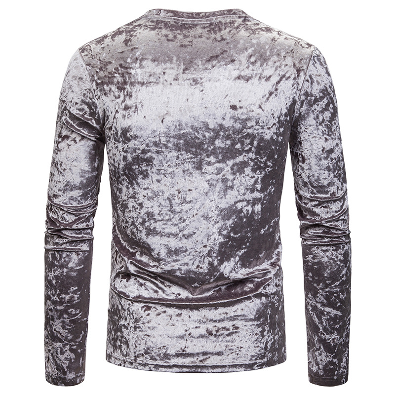 2021 High quality Men autumn winter Streetwear Velour Long sleeve tshirt Fashion  casual V-Neck Flannel Tees Tops