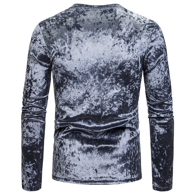 2021 High quality Men autumn winter Streetwear Velour Long sleeve tshirt Fashion  casual V-Neck Flannel Tees Tops