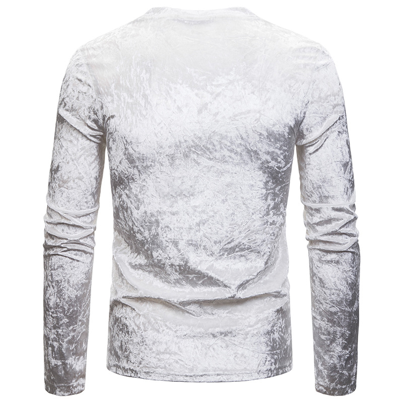 2021 High quality Men autumn winter Streetwear Velour Long sleeve tshirt Fashion  casual V-Neck Flannel Tees Tops