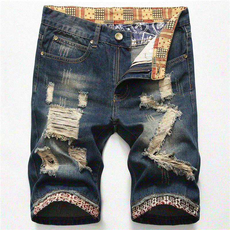 2021 High quality Summer Fashion Mens Ripped Short Jeans  Clothing Cotton Shorts Breathable Tousers Shorts