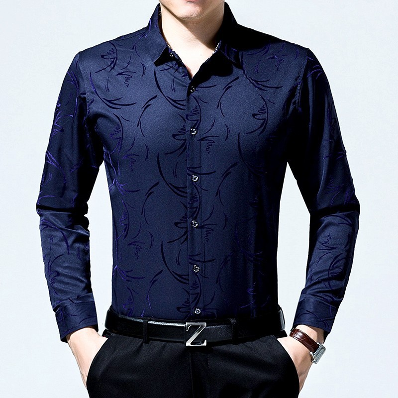 2021 High quality Male Fashion polos Casual Business Slim Men Shirts Long Sleeve Social Shirts Dress Clothing Jersey