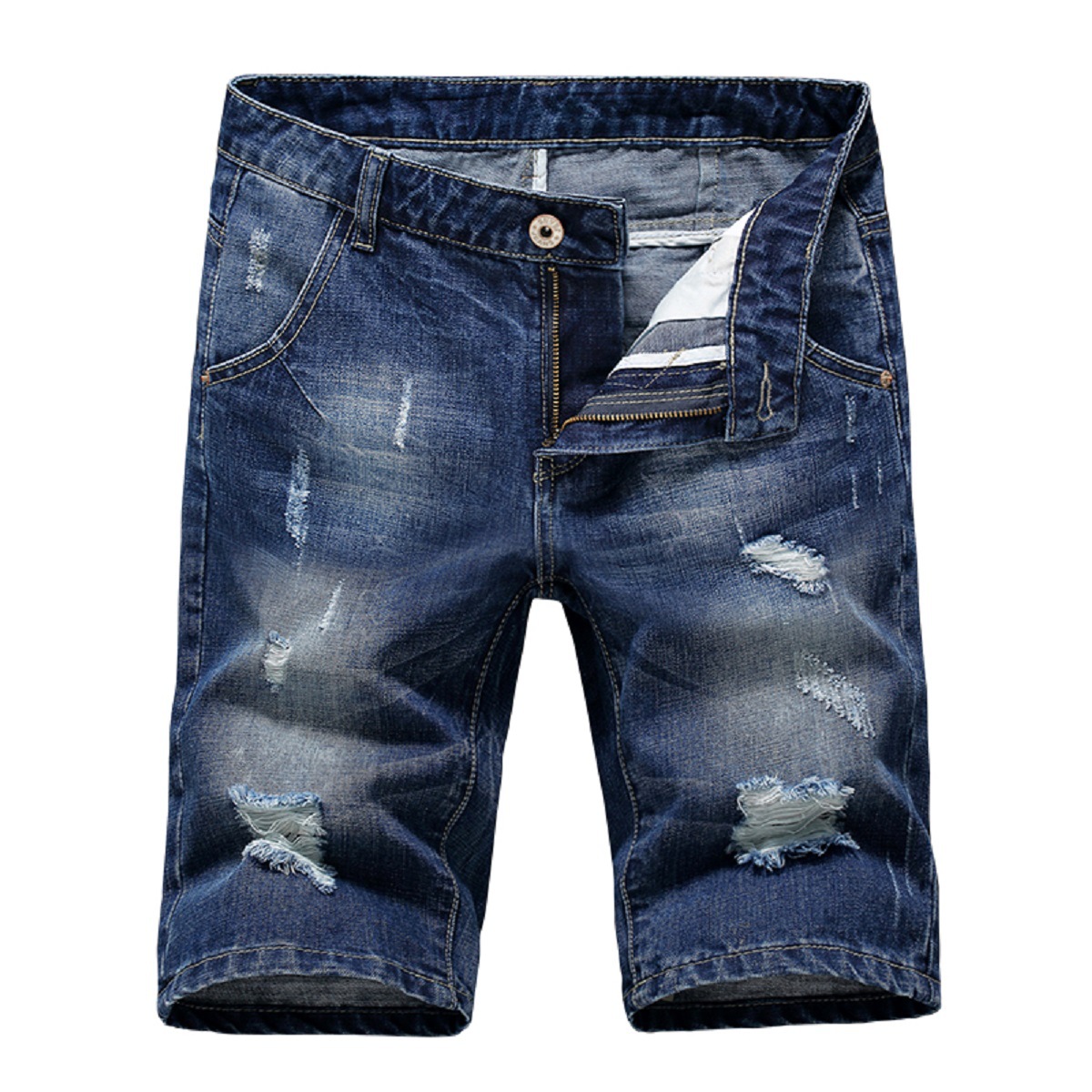 2021 High quality Summer Fashion Mens Ripped Short Jeans  Clothing Cotton Shorts Breathable Tousers Shorts