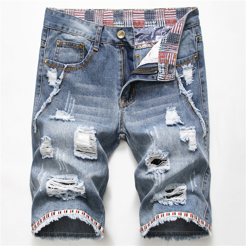 2021 High quality Summer Fashion Mens Ripped Short Jeans  Clothing Cotton Shorts Breathable Tousers Shorts