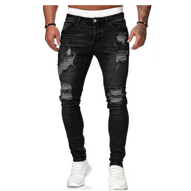 2021 High quality Men Jeans Skinny Pure Color Elastic Denim Pant Male Casual Waistline jogging Hip Hop Pencil trousers