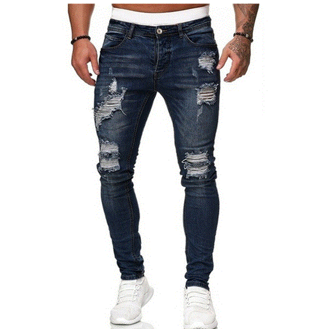 2021 High quality Men Jeans Skinny Pure Color Elastic Denim Pant Male Casual Waistline jogging Hip Hop Pencil trousers