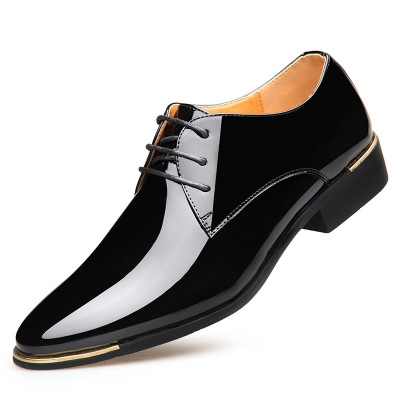 2021 High quality Men's Quality Patent Leather Shoes White Wedding Shoes Black Leather Soft Shoes