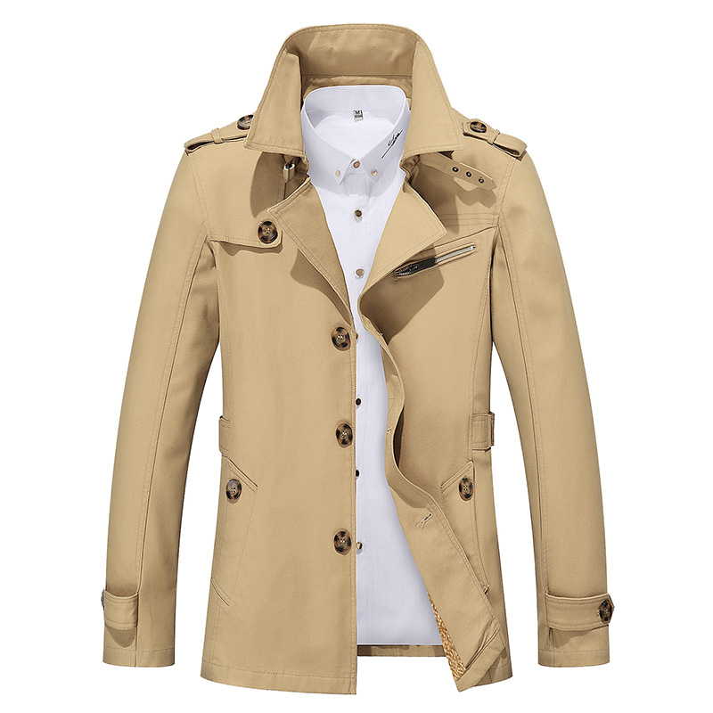 2021 High quality Men Autumn Business Casual Jacket male Outdoor long lapel Windbreaker Jackets men's Trench Coat