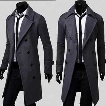 2021 High quality Coat Men Jacket Long Double Breasted Wool Coat Casual ...