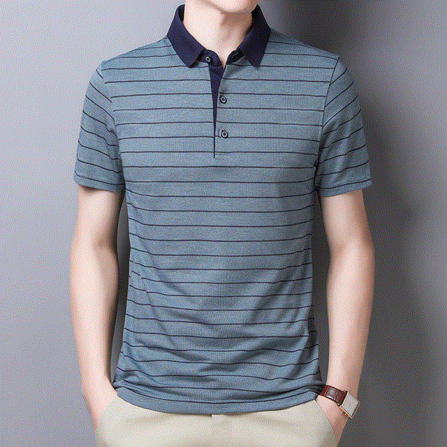2021 High quality Men Striped Polo Shirt Cotton Short Sleeve Shirts High Quality Summer Clothes Casual Polo Men Tops