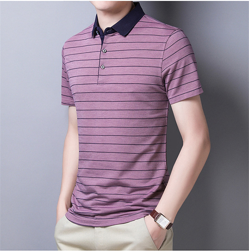 2021 High quality Men Striped Polo Shirt Cotton Short Sleeve Shirts High Quality Summer Clothes Casual Polo Men Tops