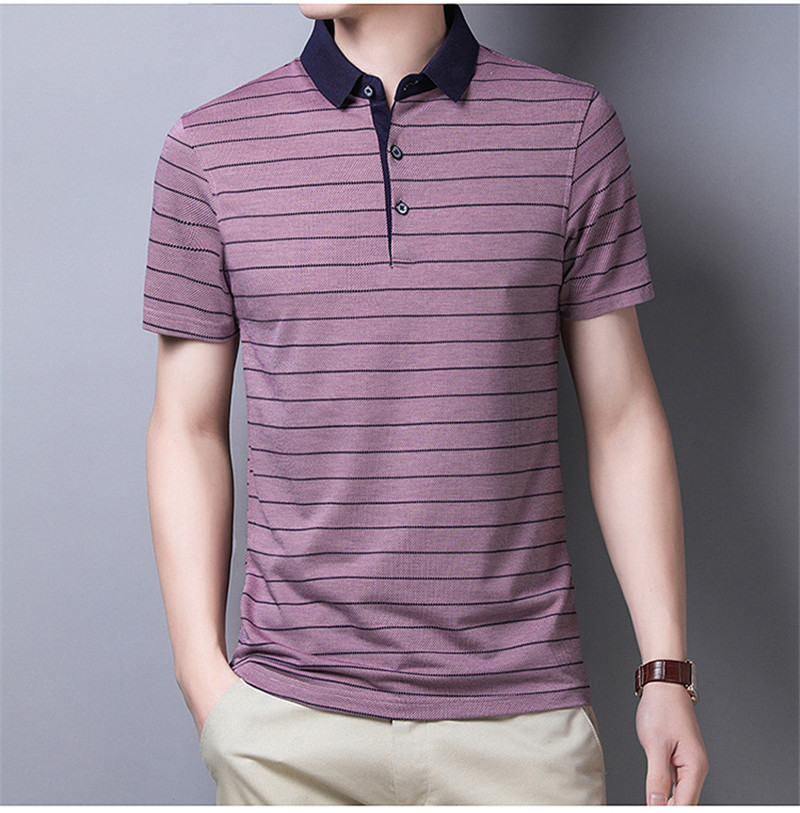 2021 High quality Men Striped Polo Shirt Cotton Short Sleeve Shirts High Quality Summer Clothes Casual Polo Men Tops