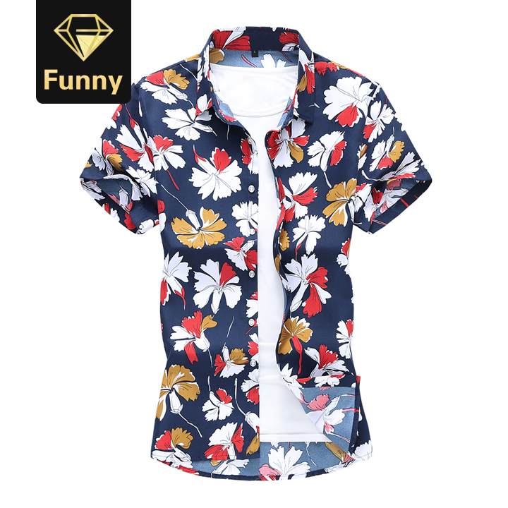 2021 High quality Men Fashion Shirt Summer T-Shirts Fashion Flower Beach Hawaiian Shirt Mens Clothing