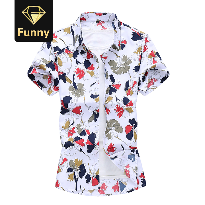 2021 High quality Men Fashion Shirt Summer T-Shirts Fashion Flower Beach Hawaiian Shirt Mens Clothing