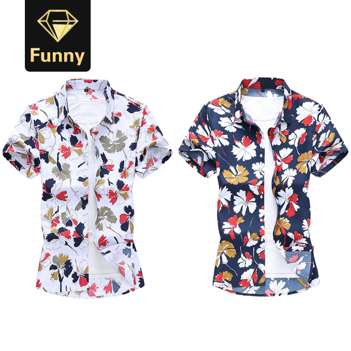 2021 High quality Men Fashion Shirt Summer T-Shirts Fashion Flower Beach Hawaiian Shirt Mens Clothing