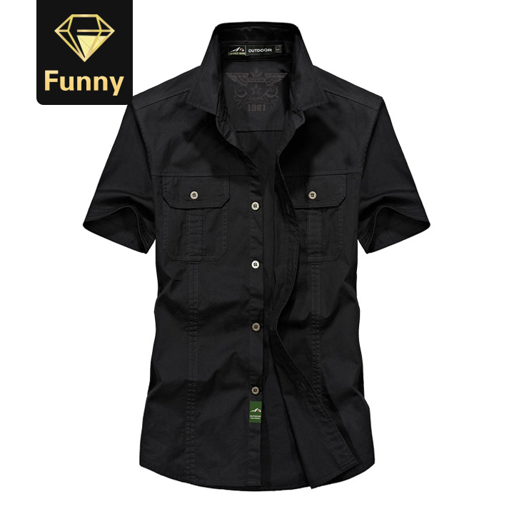 2021 High quality Summer Shirts Men  Thin Cotton Short Sleeve T-Shirts Male Fashion  Designer Military Mens Clothing