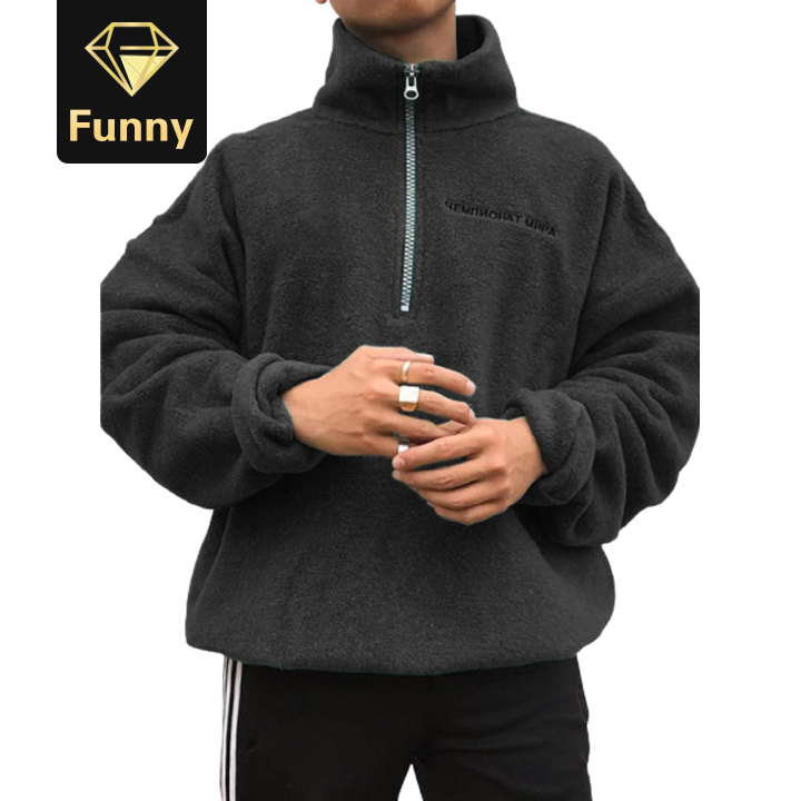 2021 High quality Fashion Men Wool Sweater Mandarin Collar Casual Pullover Cotton Long Sleeve Clothing Solid Coat