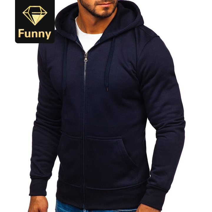 2021 High quality New Men's Casual Zipper Hoodies Sweatshirts Male black Green Solid Color Hooded Outerwear Tops