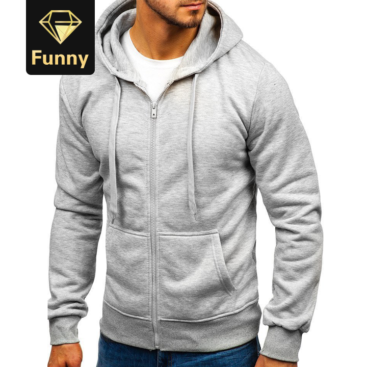 2021 High quality New Men's Casual Zipper Hoodies Sweatshirts Male black Green Solid Color Hooded Outerwear Tops