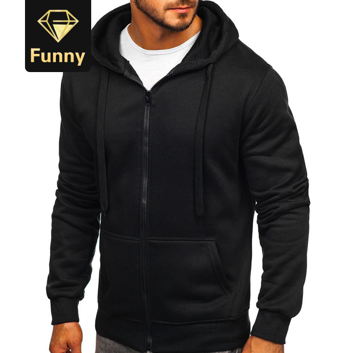 2021 High quality New Men's Casual Zipper Hoodies Sweatshirts Male black Green Solid Color Hooded Outerwear Tops