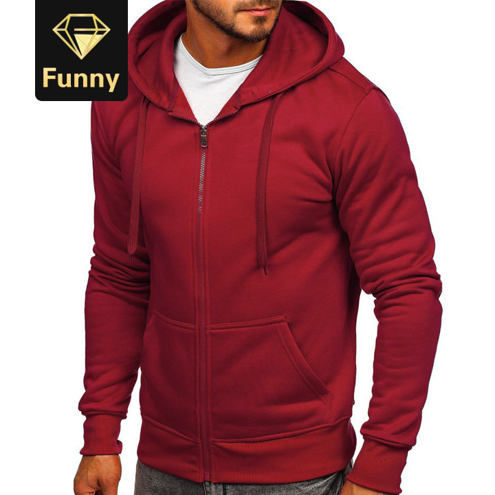 2021 High quality New Men's Casual Zipper Hoodies Sweatshirts Male black Green Solid Color Hooded Outerwear Tops