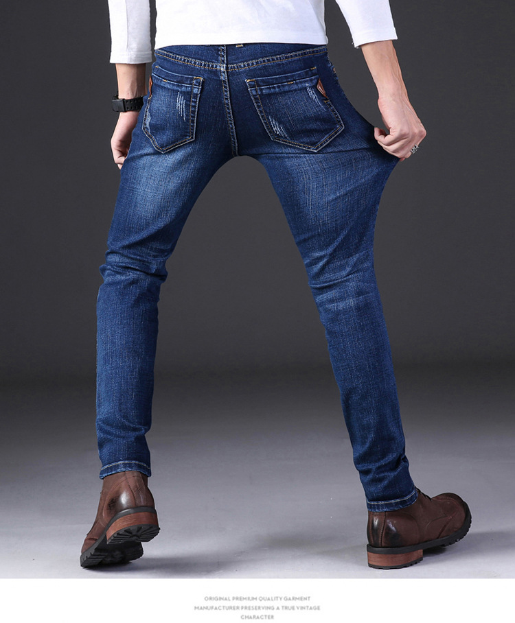 2021 High quality High Quality Dark Blue Print Ripped Jeans Men Jeans Masculino Denim Trousers Men`s Moto Biker Jeans