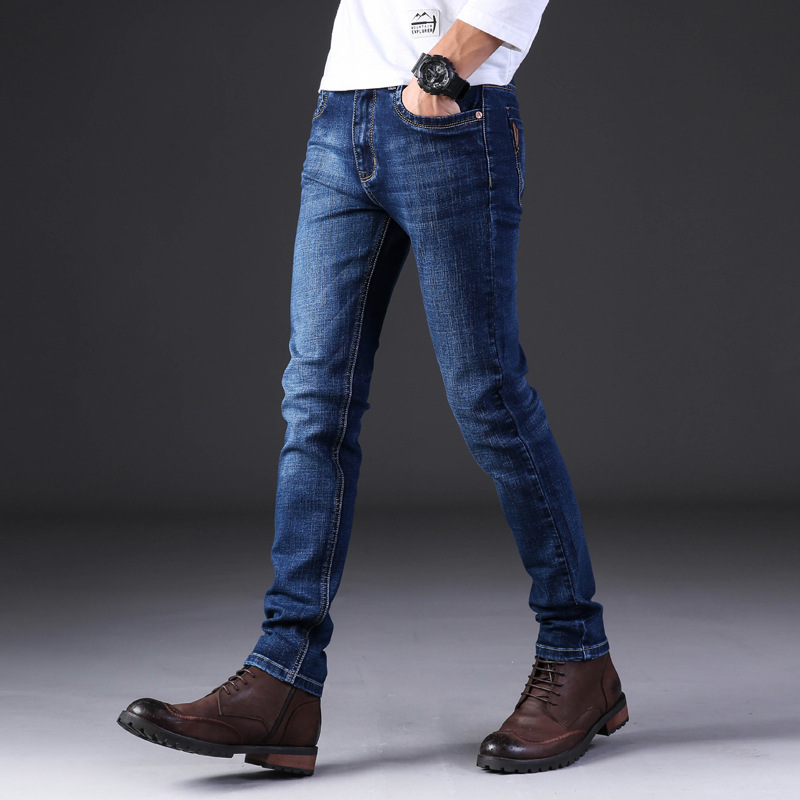 2021 High quality High Quality Dark Blue Print Ripped Jeans Men Jeans Masculino Denim Trousers Men`s Moto Biker Jeans