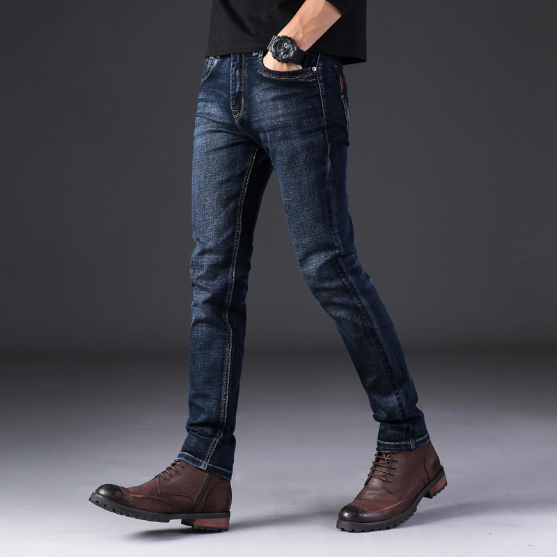 2021 High quality High Quality Dark Blue Print Ripped Jeans Men Jeans Masculino Denim Trousers Men`s Moto Biker Jeans